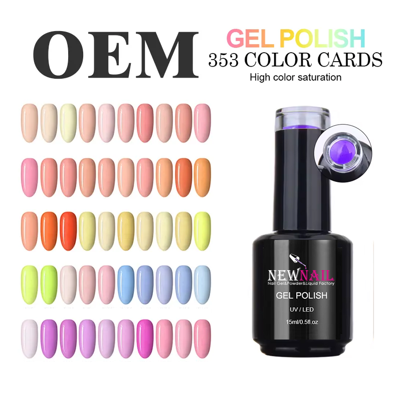 NEWNAIL gel polish bottle and numbered shade card from the existing product catalog