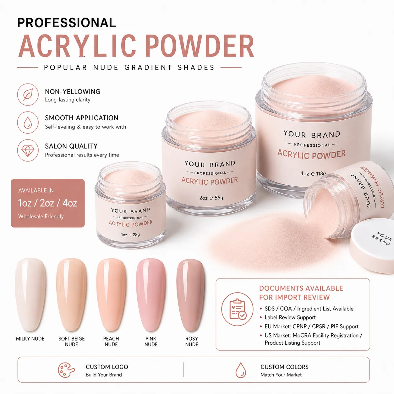 NEW NAIL Cover Pink Ombre Acrylic Powder nude and pink gradient shade collection